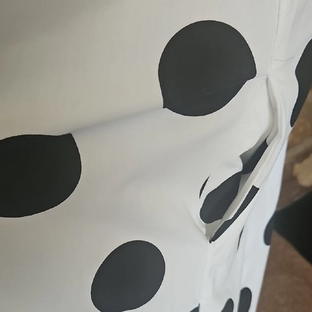 Pomander Place White and Black Polka Dot Sleeveless V-Neck Sundress Sz L - Picture 5 of 10